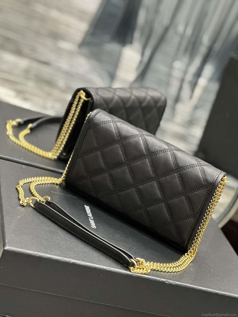 YSL 585031 Saint Laurent Becky Chain Shoulder Bag Leather Black