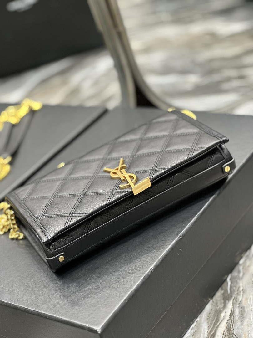 YSL 585031 Saint Laurent Becky Chain Shoulder Bag Leather Black