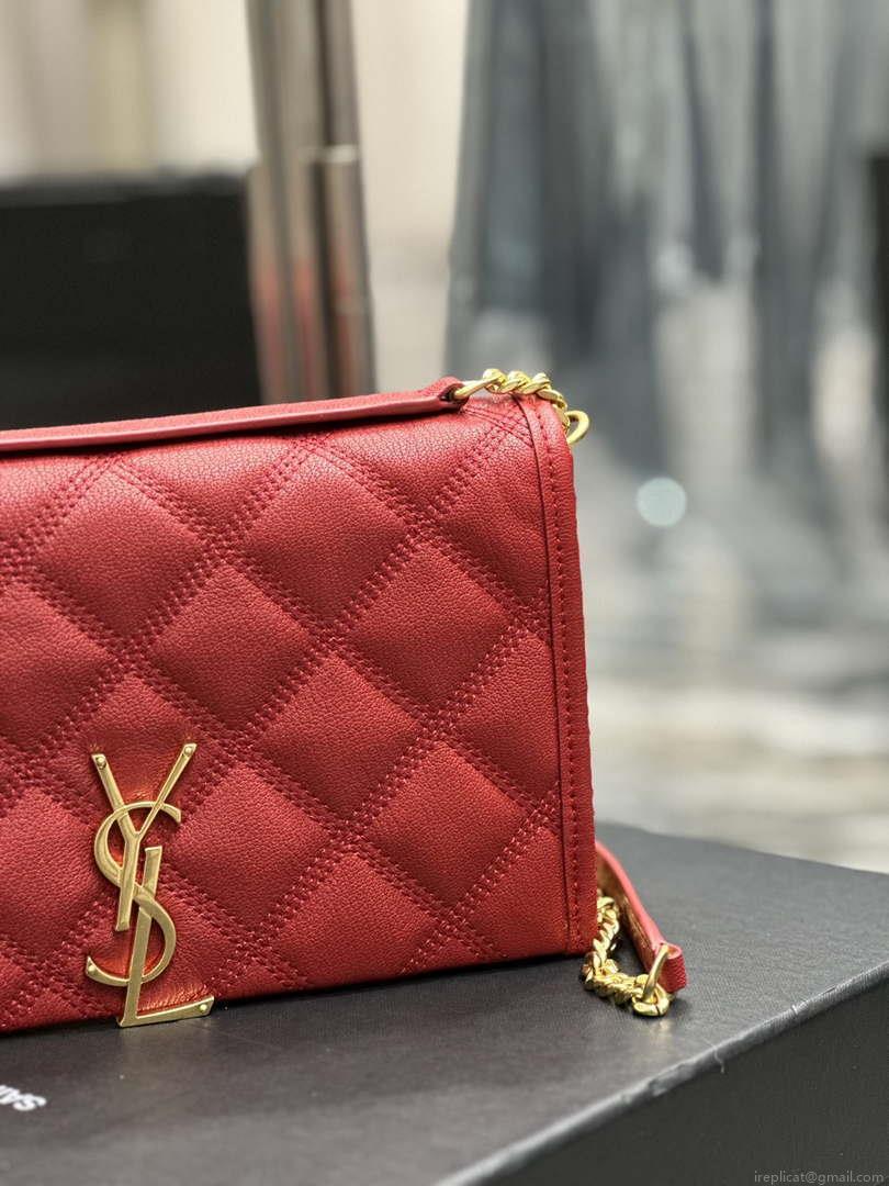 YSL 585031 Saint Laurent Becky Chain Shoulder Bag Leather Red
