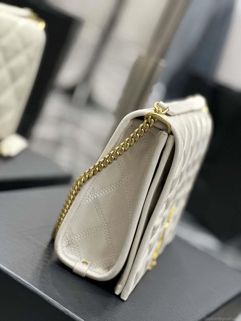 YSL 629246 Saint Laurent Becky Chain Shoulder Bag 25cm Leather White