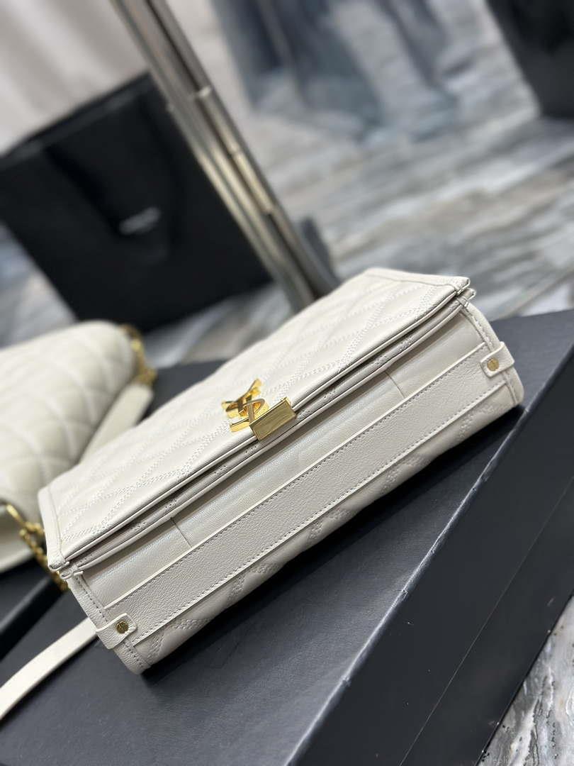 YSL 629246 Saint Laurent Becky Chain Shoulder Bag 25cm Leather White