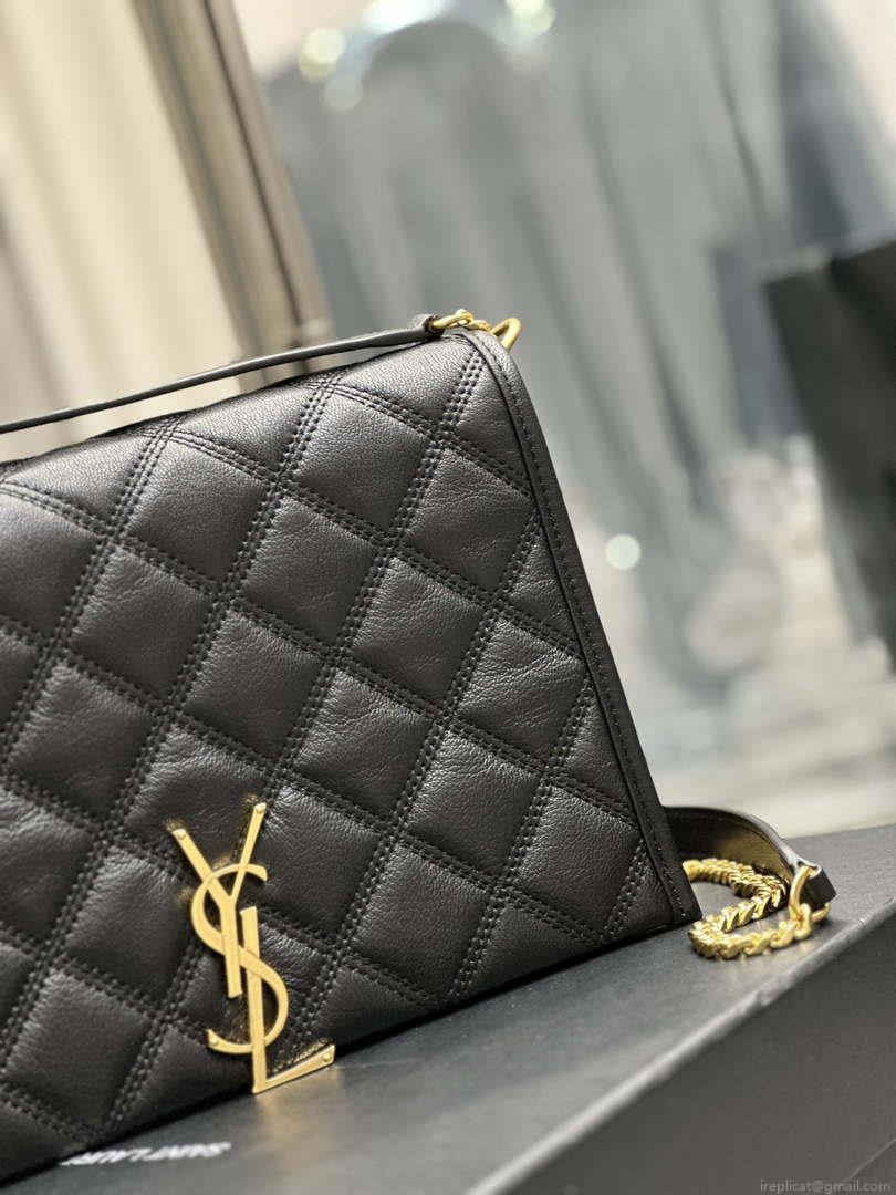 YSL 629246 Saint Laurent Becky Chain Shoulder Bag 25cm Leather Black