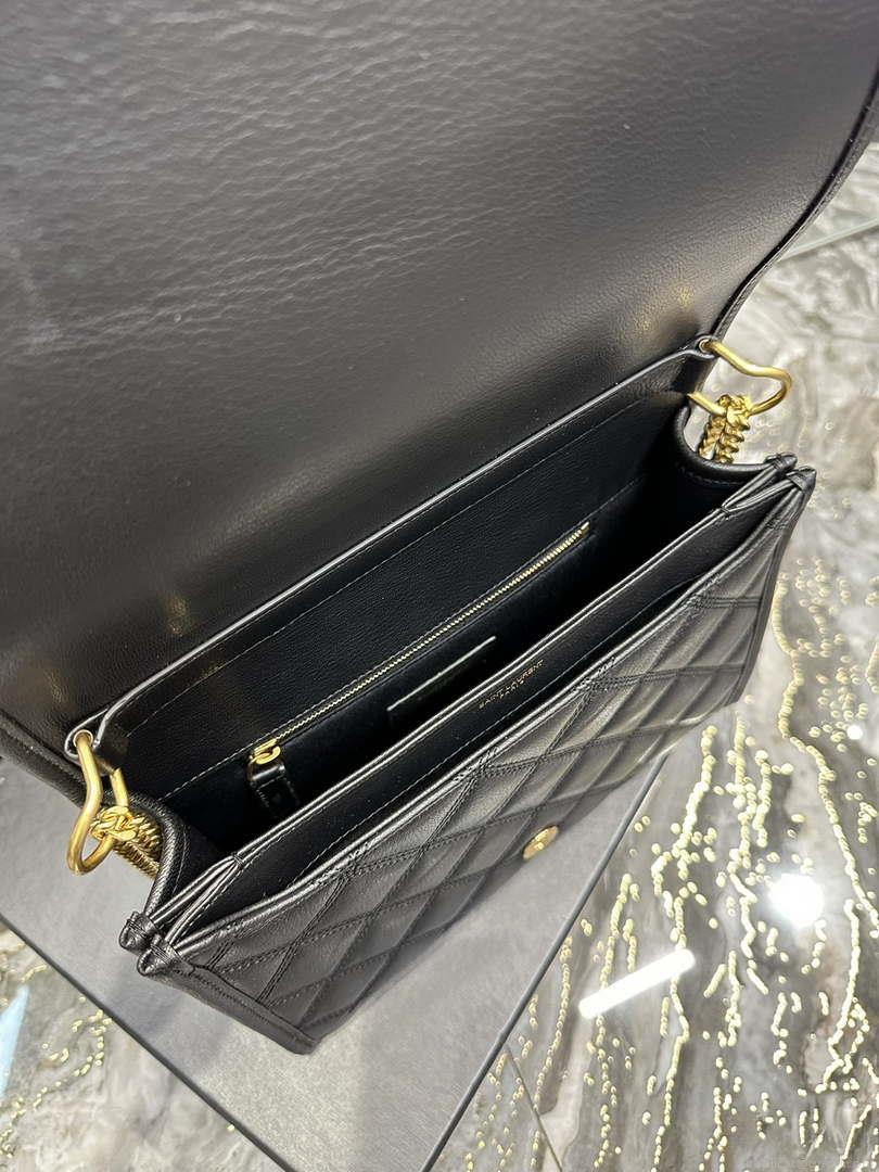 YSL 629246 Saint Laurent Becky Chain Shoulder Bag 25cm Leather Black