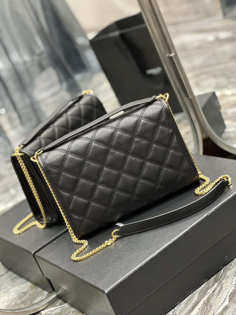 YSL 629246 Saint Laurent Becky Chain Shoulder Bag 25cm Leather Black