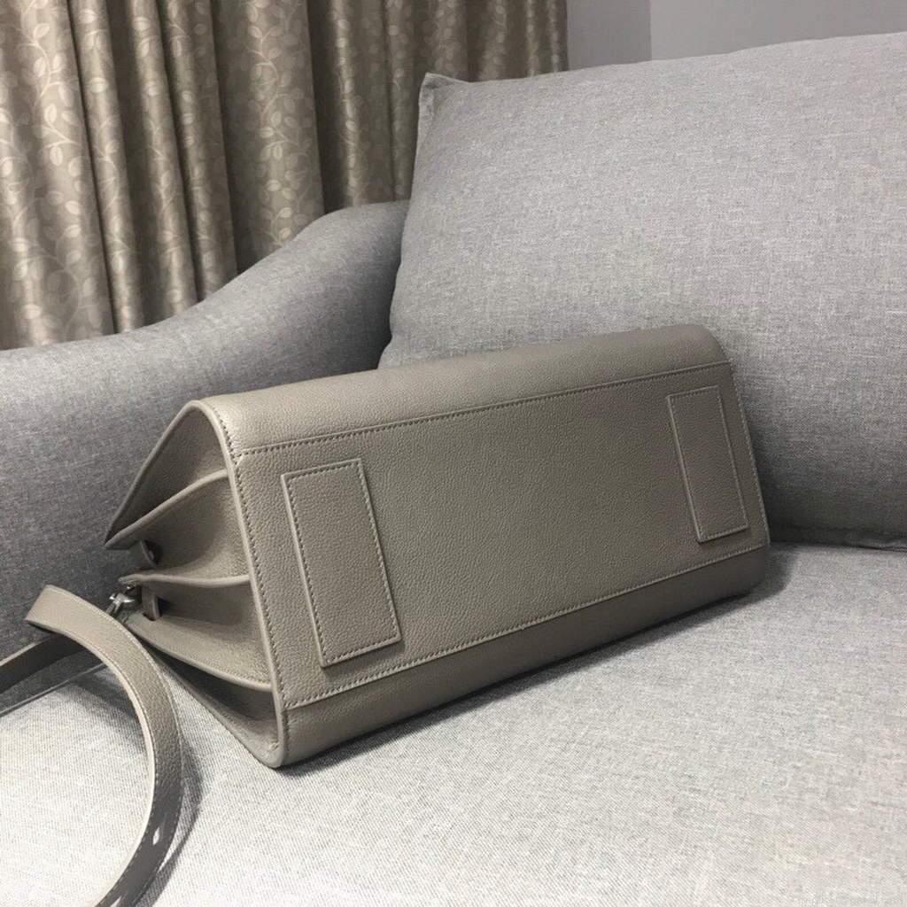 YSL 378299 Yves Saint Laurent Classic Sac De Jour Small in Grained Leather Gray