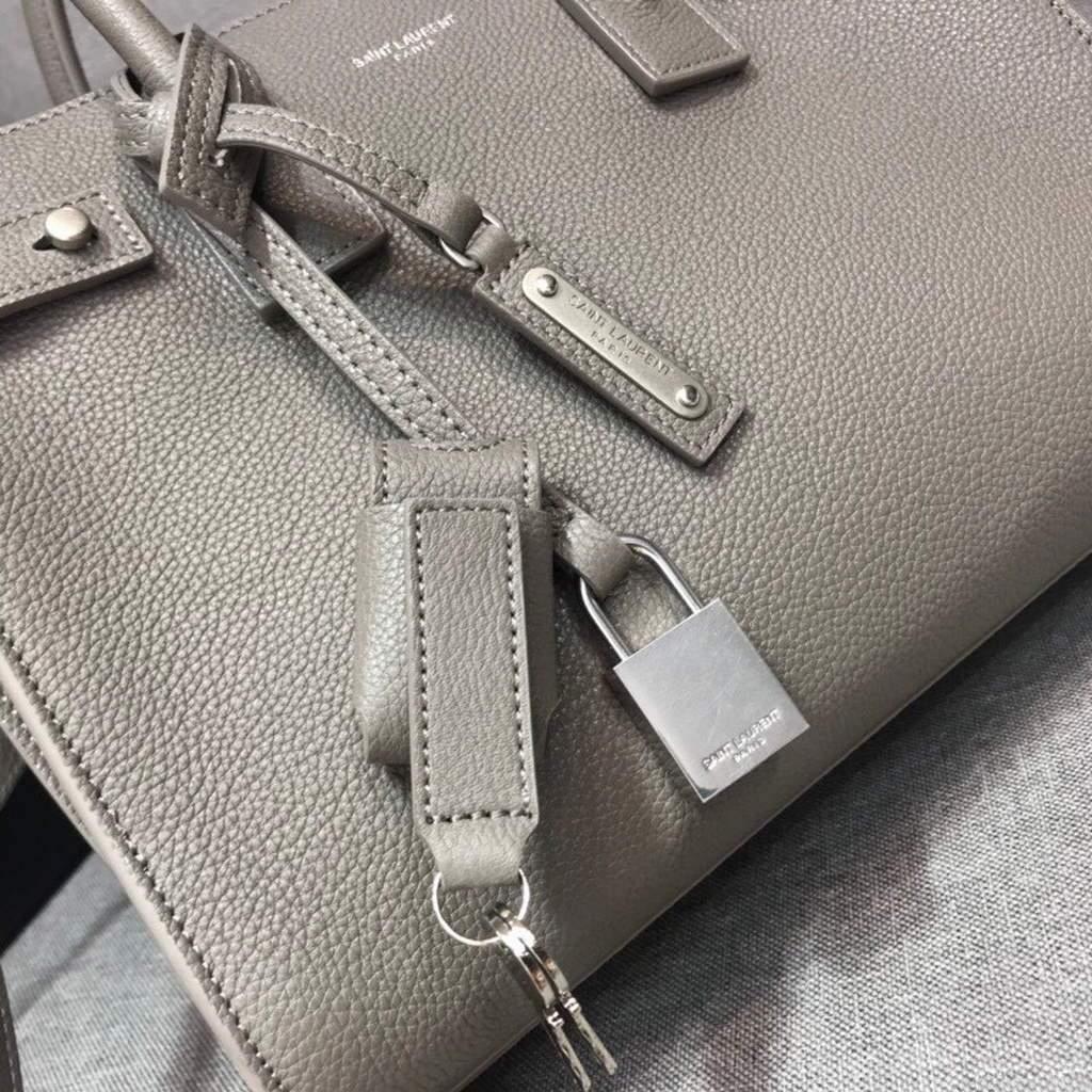 YSL 421863 Classic Sac de Jour Baby in Smooth Leather Gray