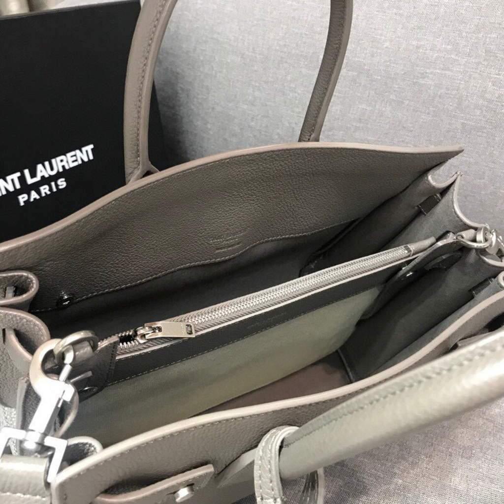 YSL 421863 Classic Sac de Jour Baby in Smooth Leather Gray