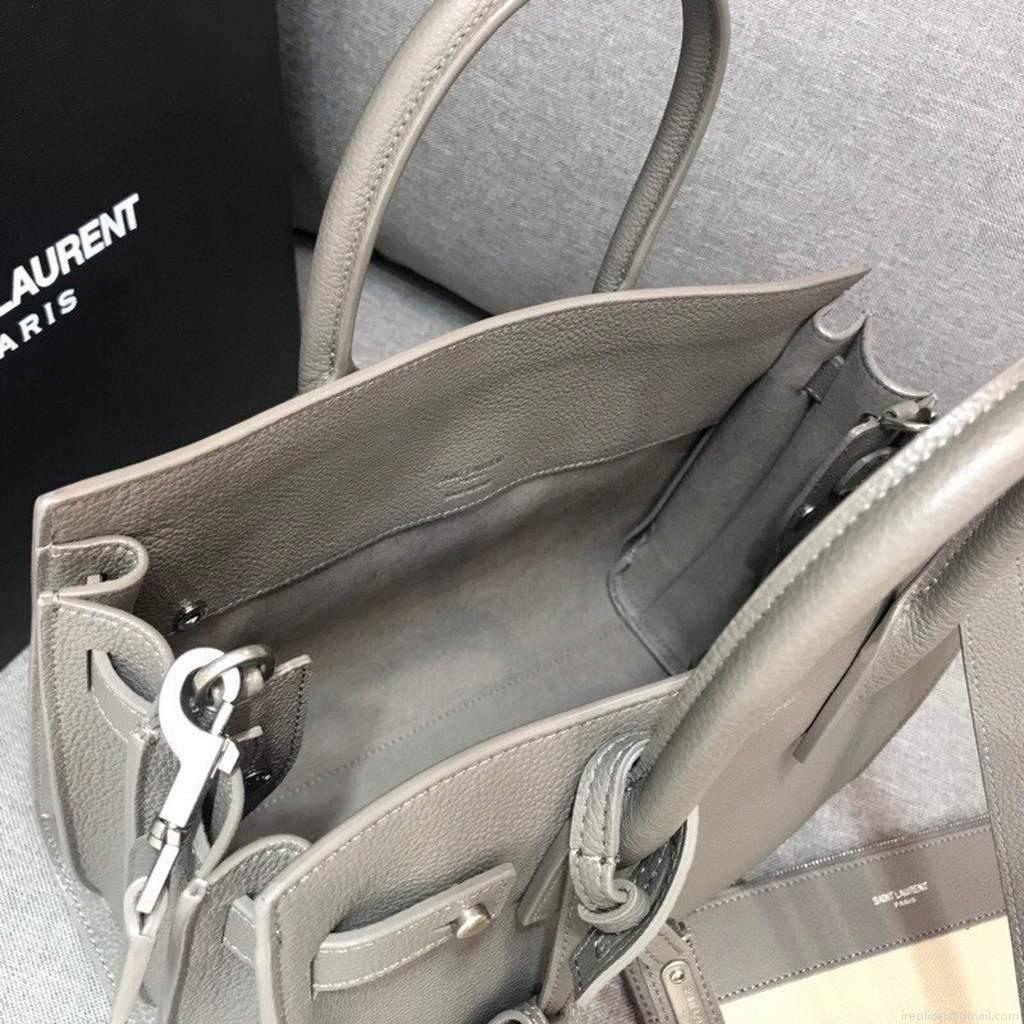 YSL 421863 Classic Sac de Jour Baby in Smooth Leather Gray