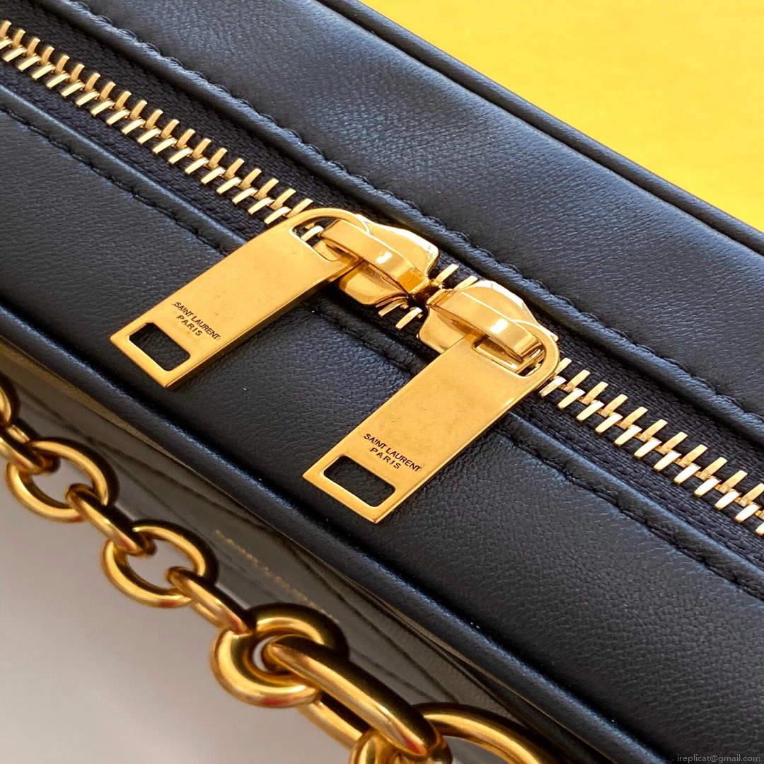 YSL 669308 Le Maillon Small Chain Bag In Quilted Lambskin Black