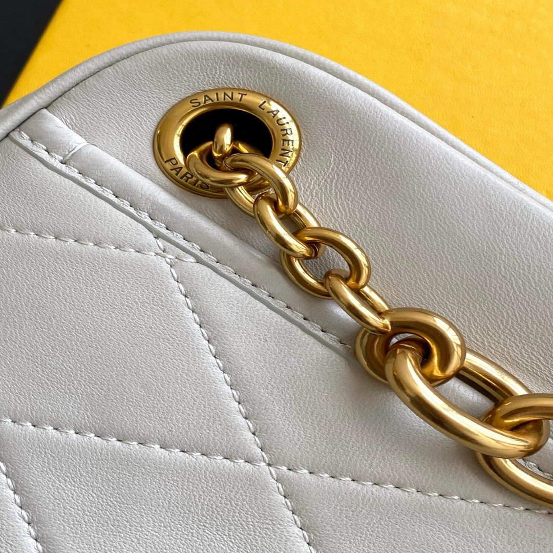 YSL 669308 Le Maillon Small Chain Bag In Quilted Lambskin White