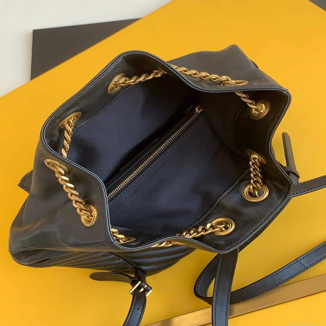 YSL 672609 Joe Backpack In Lamé Leather Black