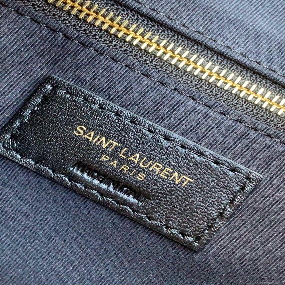 YSL 672609 Joe Backpack In Lamé Leather Black