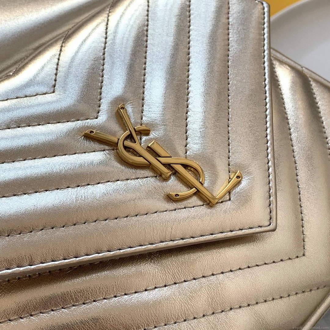 YSL 672609 Joe Backpack In Lamé Leather Gold