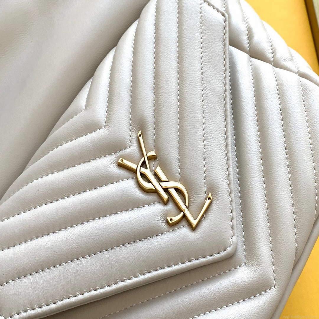 YSL 672609 Joe Backpack In Lamé Leather White