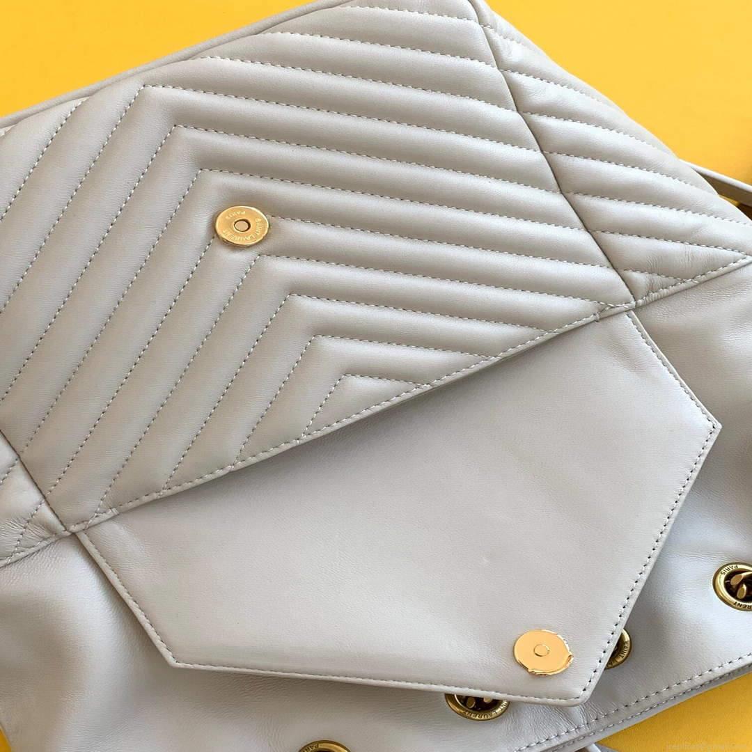 YSL 672609 Joe Backpack In Lamé Leather White
