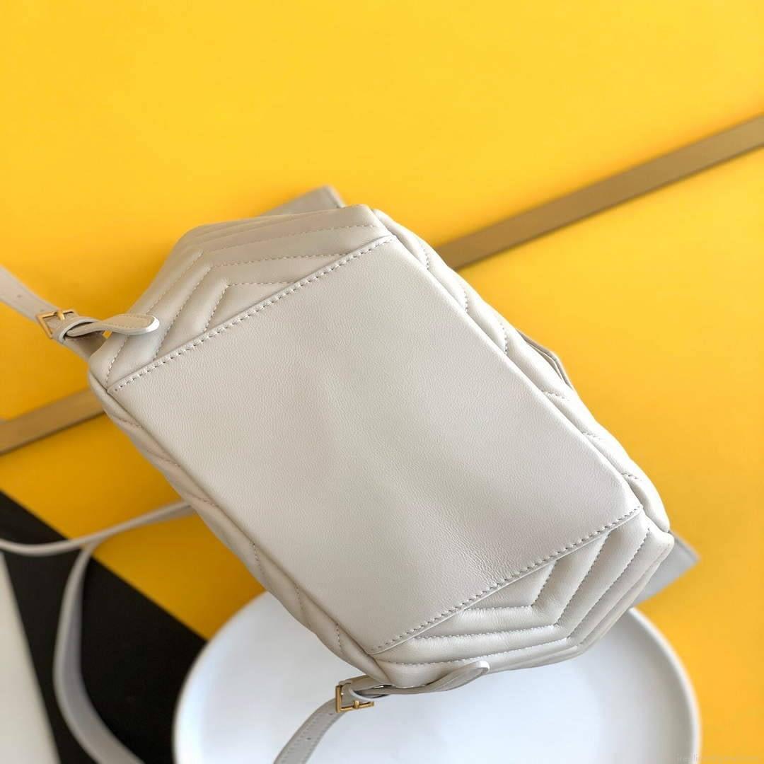 YSL 672609 Joe Backpack In Lamé Leather White
