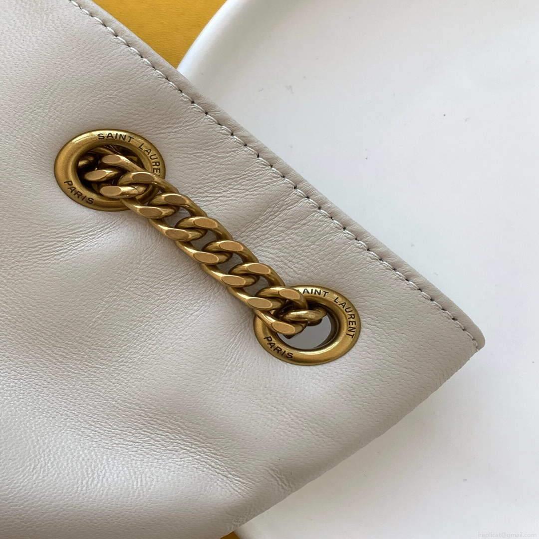 YSL 672609 Joe Backpack In Lamé Leather White
