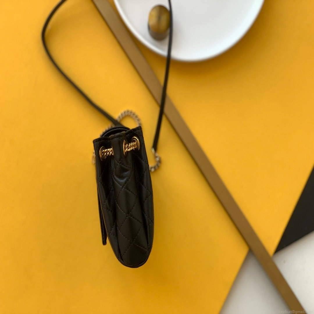 YSL 672738 Monogram Mini Nolita In Lamé Leather Black