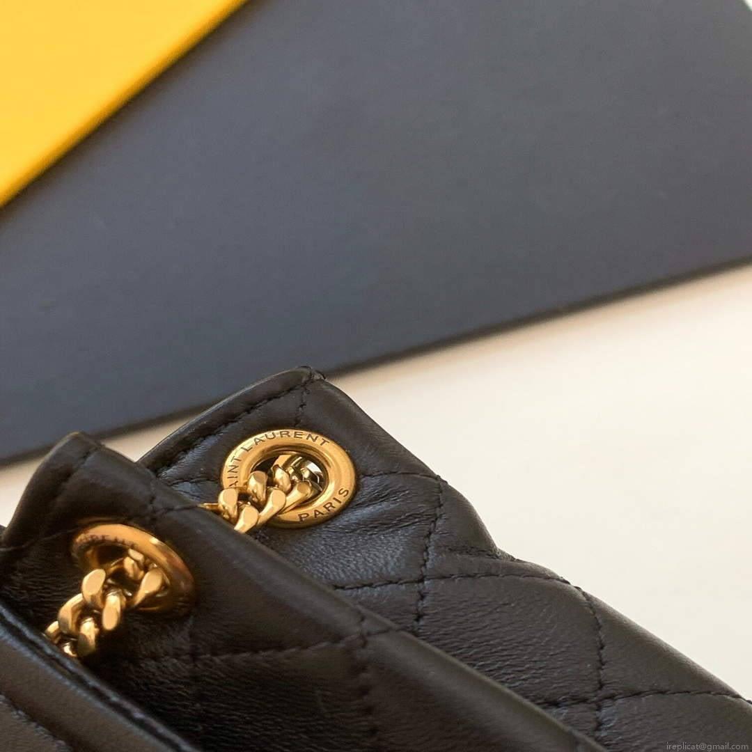 YSL 672738 Monogram Mini Nolita In Lamé Leather Black