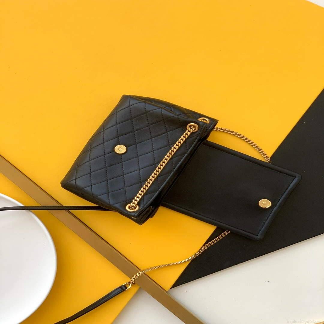 YSL 672738 Monogram Mini Nolita In Lamé Leather Black