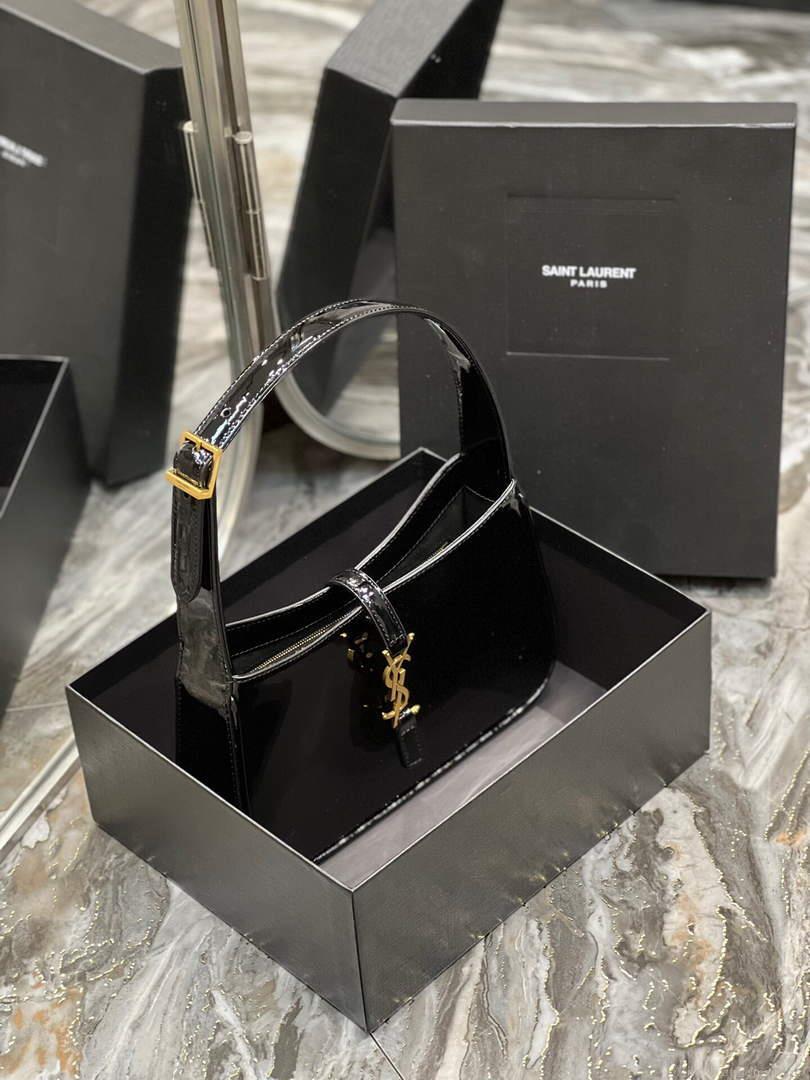 YSL LE5À7 657228 Hobo Bag In Patent Leather Black