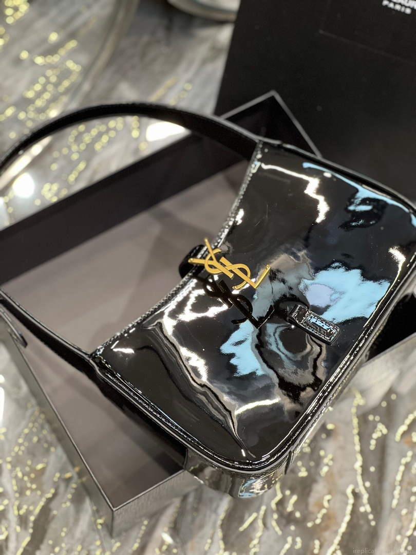 YSL LE5À7 657228 Hobo Bag In Patent Leather Black