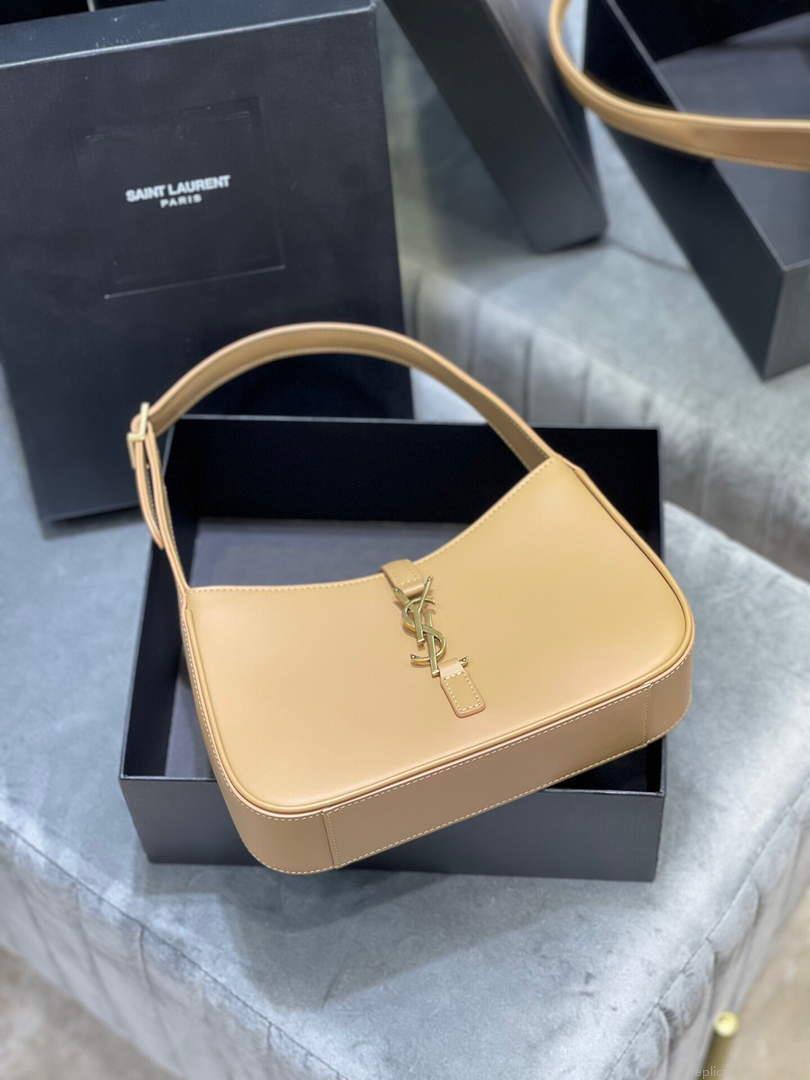 YSL LE5À7 657228 Hobo Bag In Smooth Leather Apricot