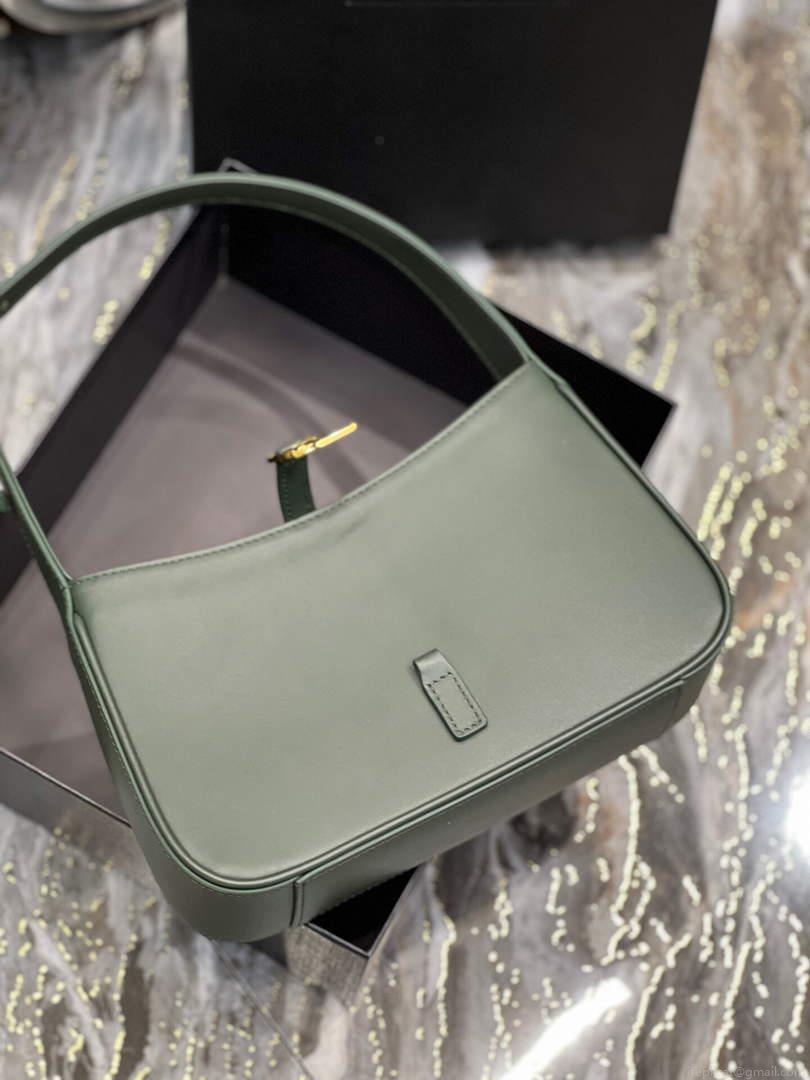 YSL LE5À7 657228 Hobo Bag In Smooth Leather Dark Green