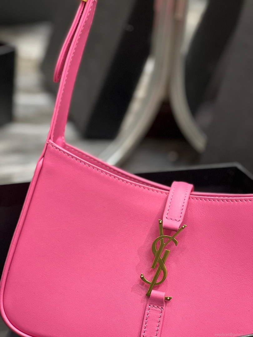 YSL LE5À7 657228 Hobo Bag In Smooth Leather Plum