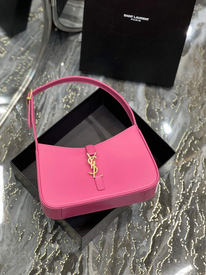 YSL LE5À7 657228 Hobo Bag In Smooth Leather Plum