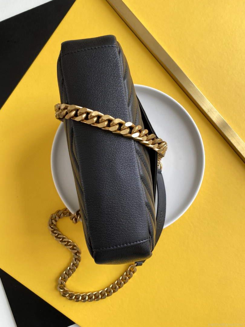 YSL 600279 College Medium In Matelassé Leather Black with Gold