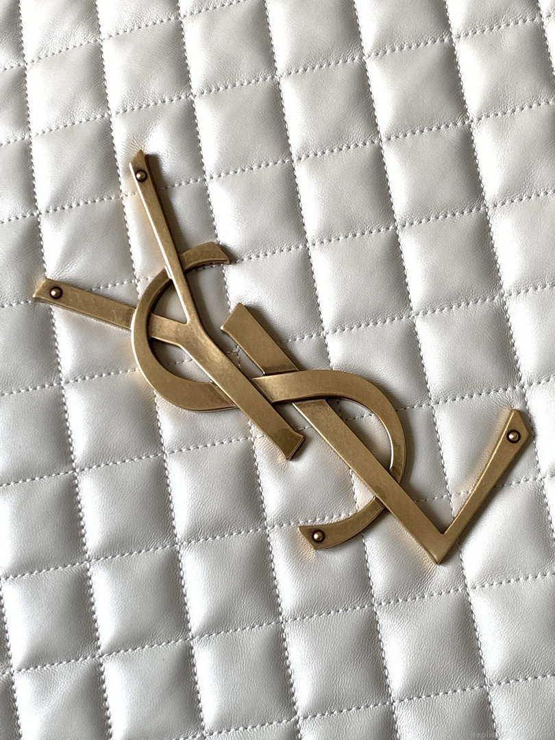 Saint Laurent YSL 698651 Icare Maxi Shopping Bag In Quilted Lambskin White