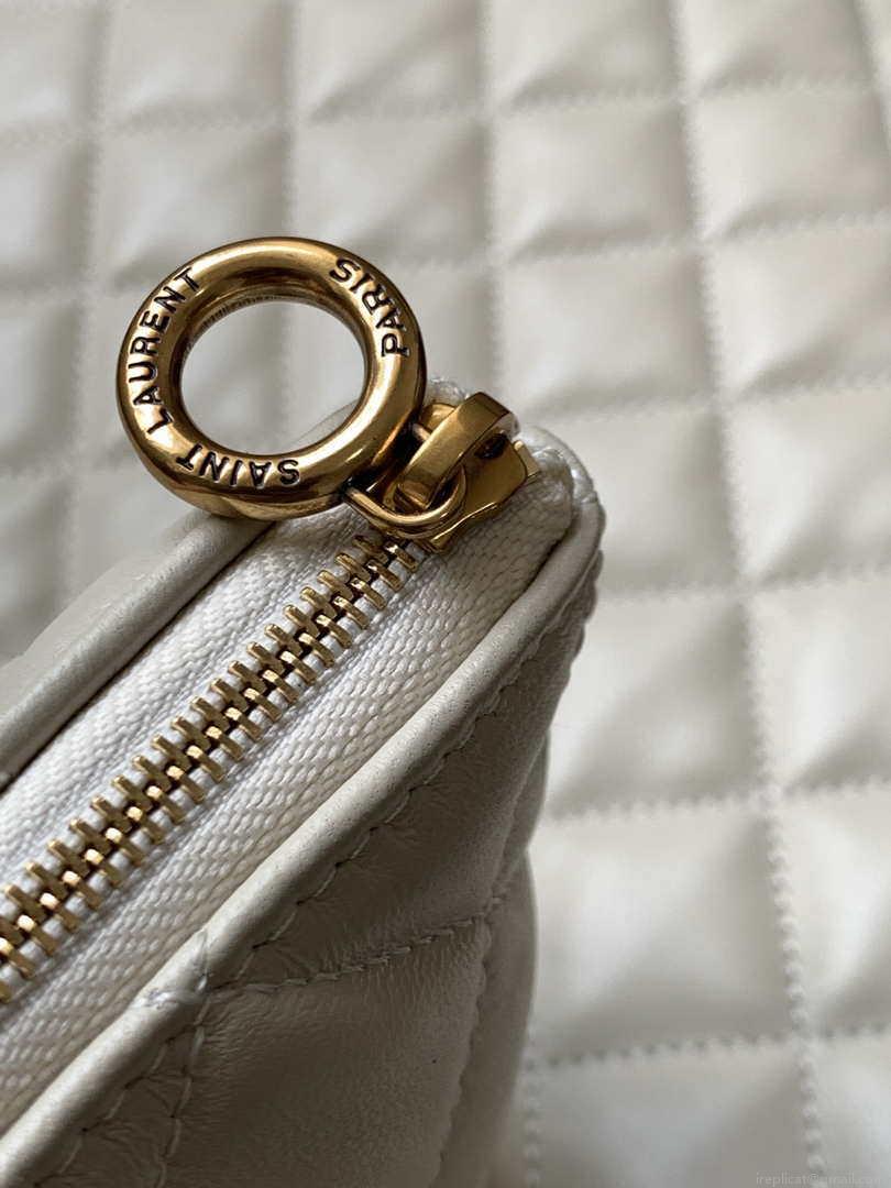 Saint Laurent YSL 698651 Icare Maxi Shopping Bag In Quilted Lambskin White