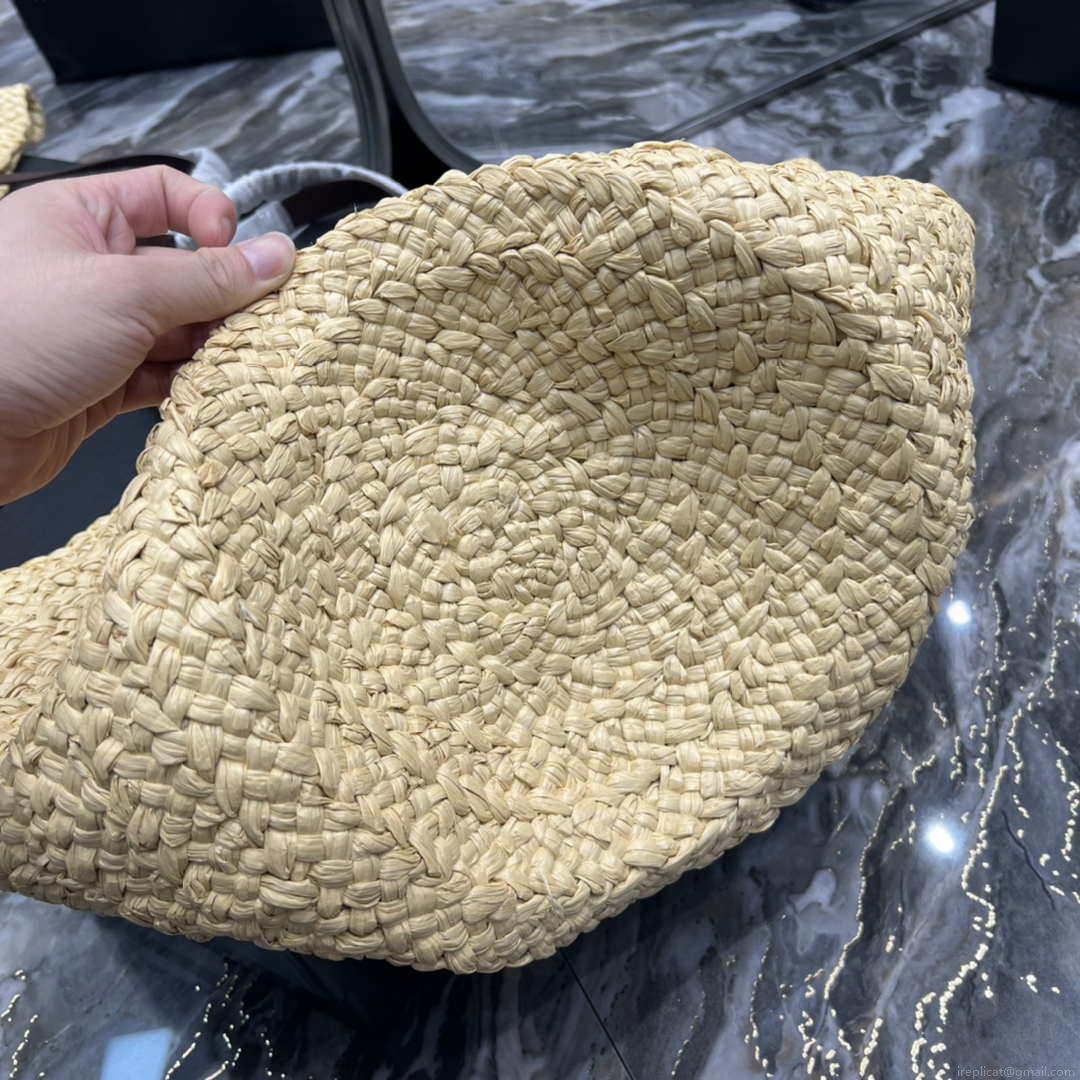 Saint Laurent YSL 693242 Tote Panier Maxi Bag In Raffia Apricot