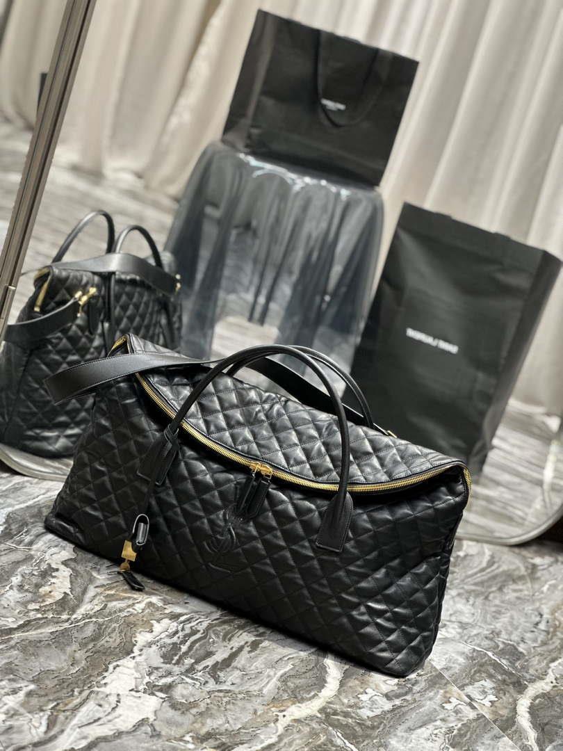 YSL 736009 Es Giant Travel Bag In Quilted Leather Maxi Supple Bag Gold