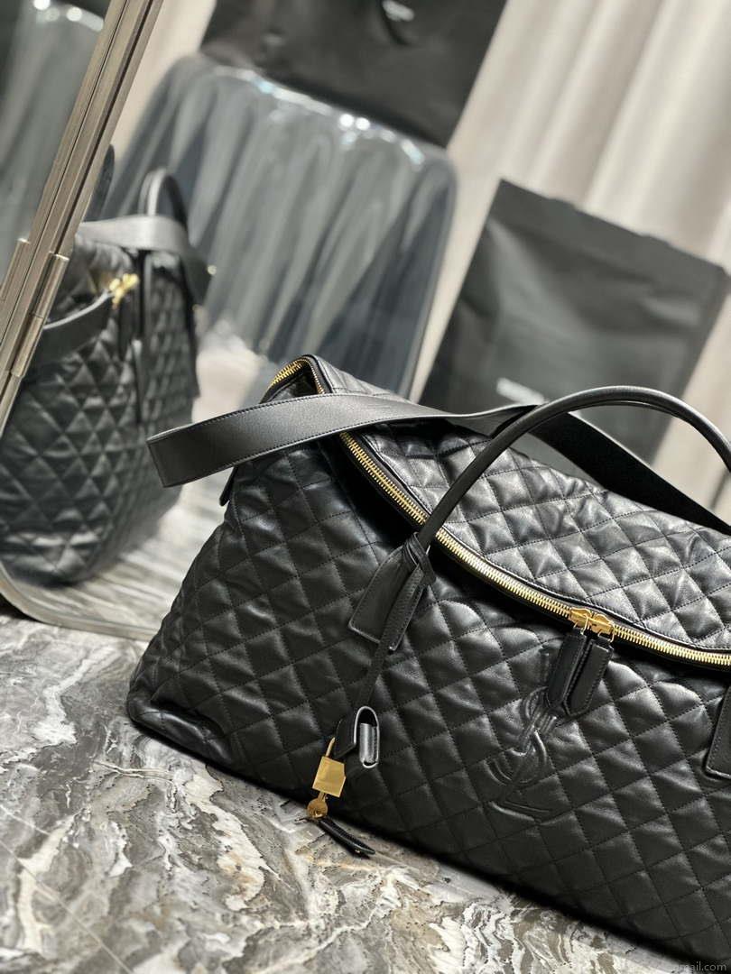 YSL 736009 Es Giant Travel Bag In Quilted Leather Maxi Supple Bag Gold