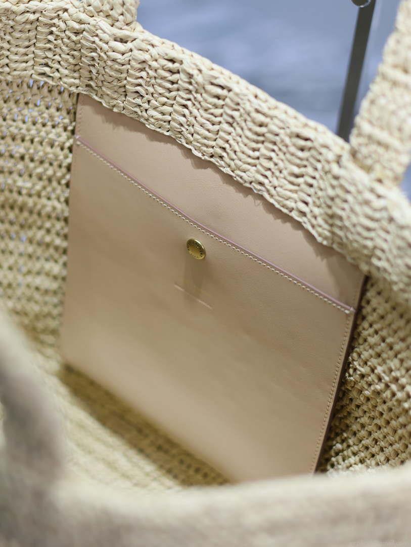 YSL 776763 Saint Laurent Tote in Apricot Raffia