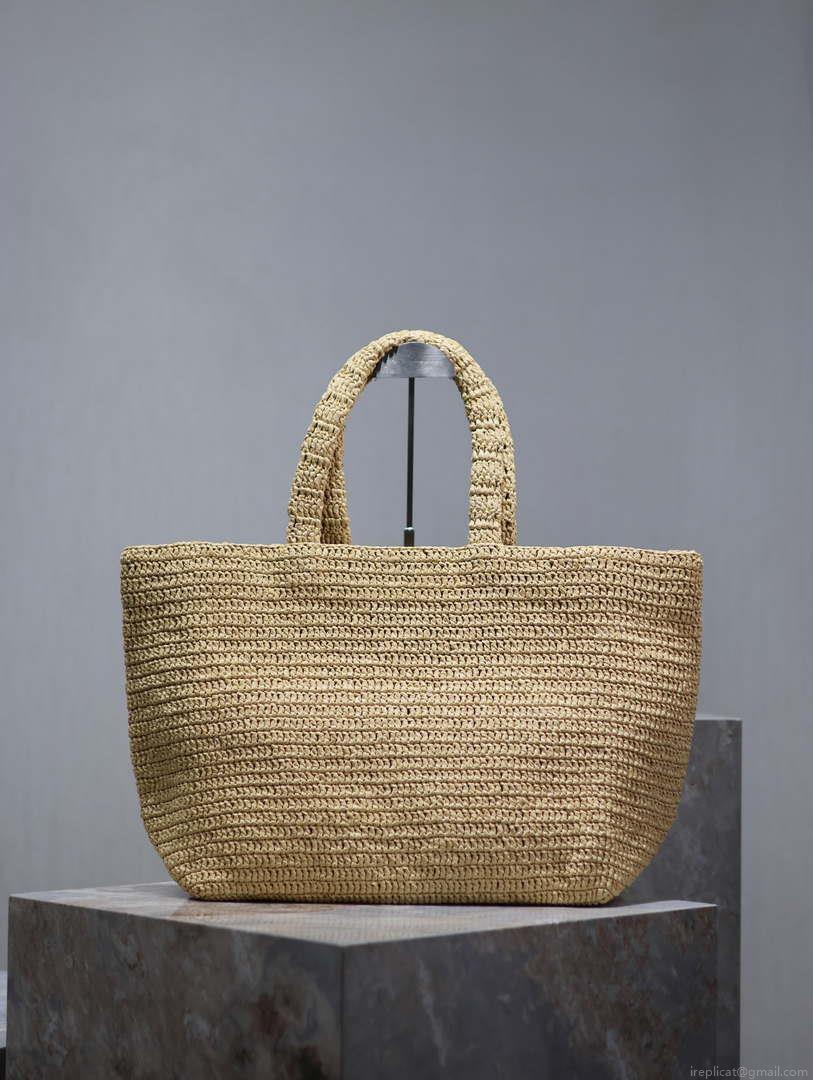YSL 776763 Saint Laurent Tote in Apricot Raffia