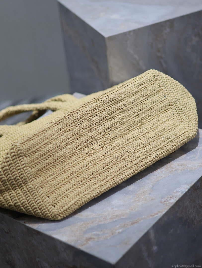 YSL 776763 Saint Laurent Tote in Apricot Raffia