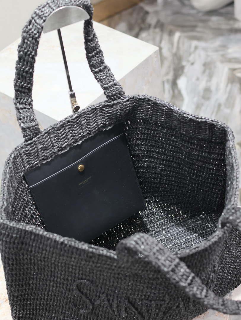YSL 776763 Saint Laurent Tote in Black Raffia