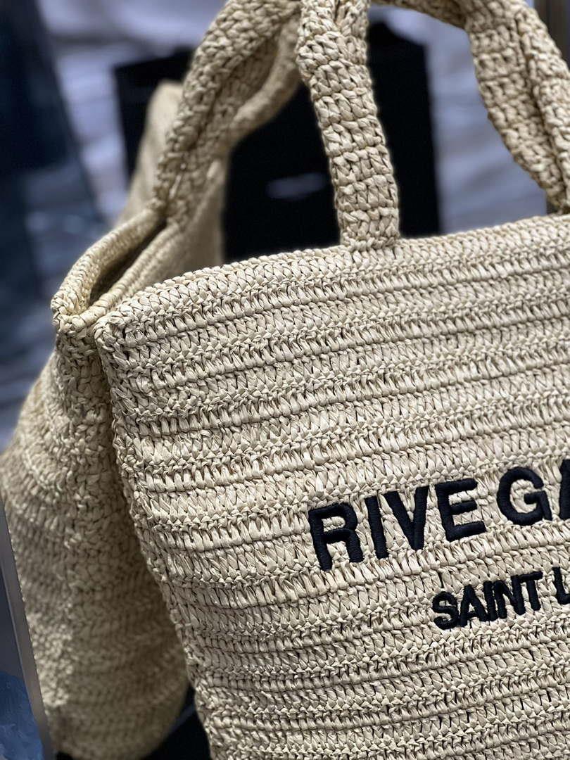 YSL 688864 Saint Laurent Rive Gauche Tote in Apricot Raffia