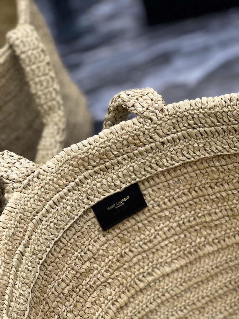 YSL 688864 Saint Laurent Rive Gauche Tote in Apricot Raffia