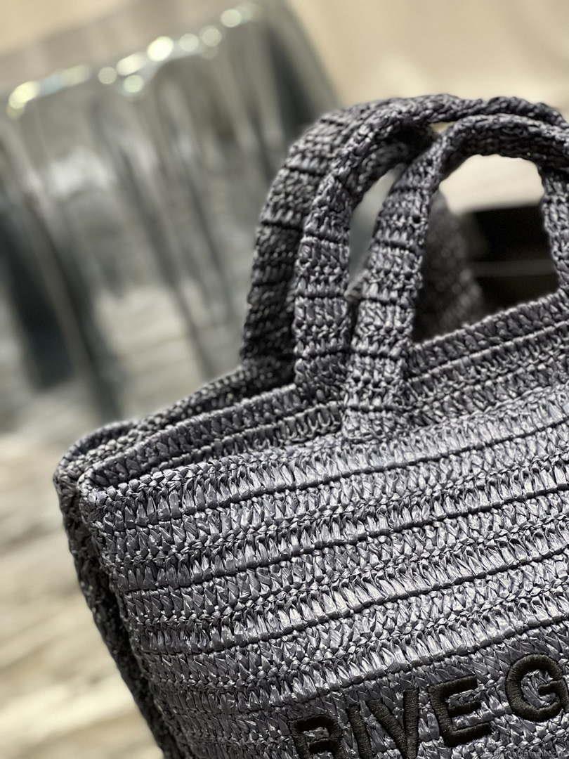 YSL 688864 Saint Laurent Rive Gauche Tote in Black Raffia
