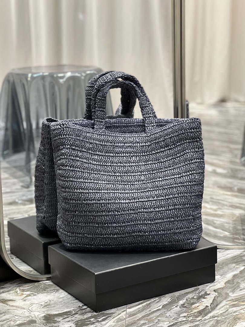 YSL 688864 Saint Laurent Rive Gauche Tote in Black Raffia