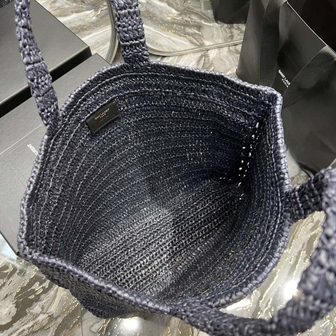 YSL 688864 Saint Laurent Rive Gauche Tote in Black Raffia