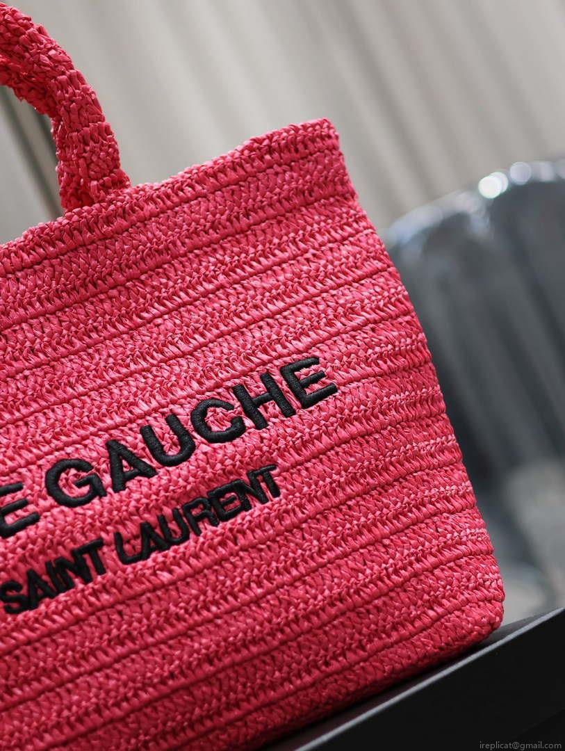 YSL 688864 Saint Laurent Rive Gauche Tote in Red Raffia