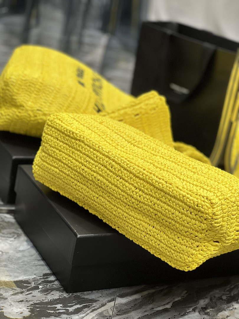 YSL 688864 Saint Laurent Rive Gauche Tote in Yellow Raffia
