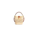 CELINE SMALL LOUISE BUCKET IN RAFFIA AND CALFSKIN(HIGH-END GRADE)