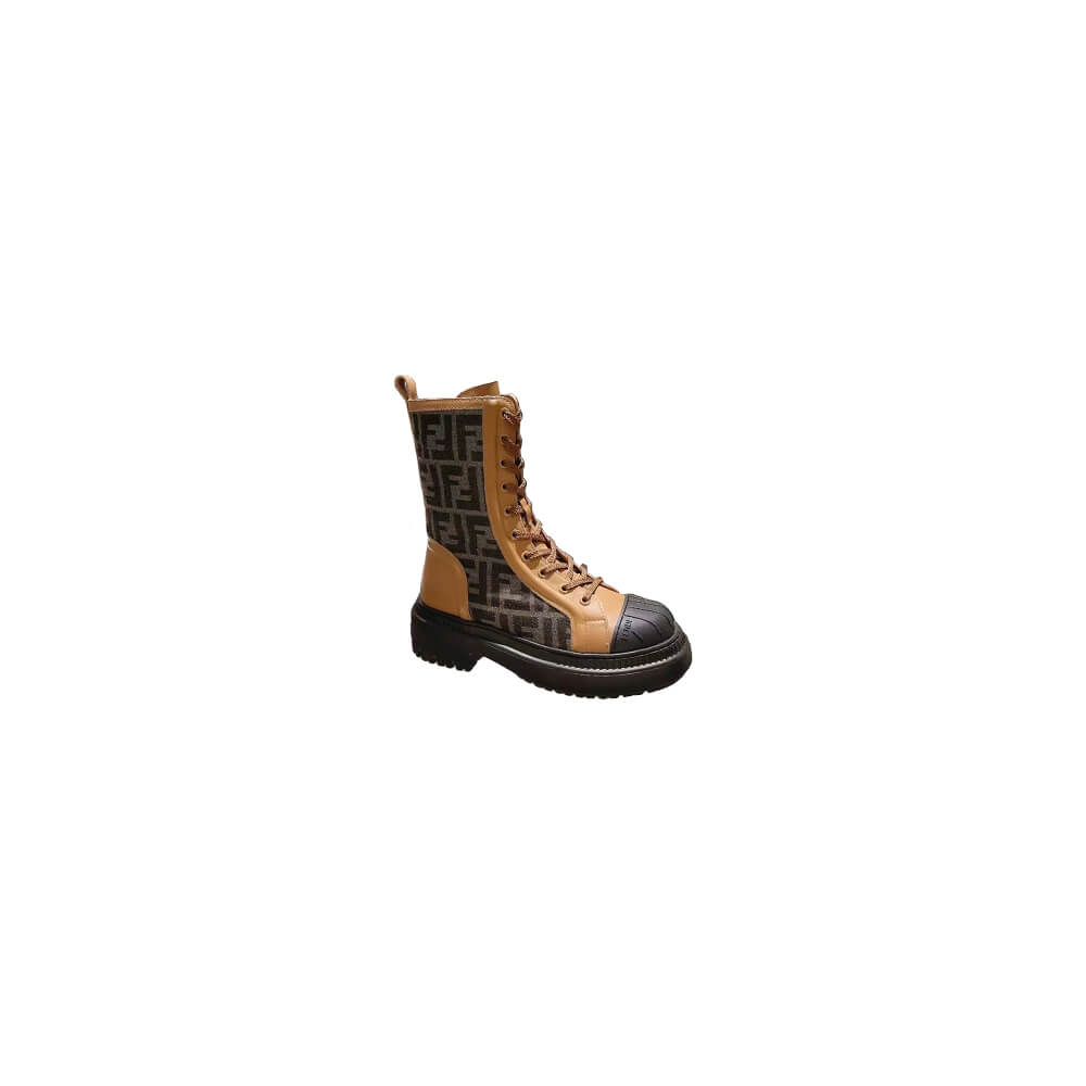 1-27-10.jpg FENDI Domino Brown leather biker boots - Image 1