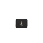 YSL CASSANDRE MATELASSÉ compact zip around wallet in grain de poudre leather